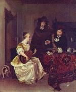 Gerard ter Borch the Younger A Woman playing a Theorbo to Two Men Germany oil painting artist